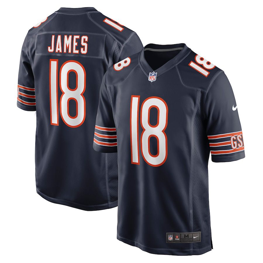 Men Chicago Bears #18 Jesse James Nike Navy Game NFL Jersey